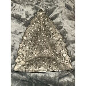 International Silver Company Silver Christmas Tree Shaped Tray Candy Dish
